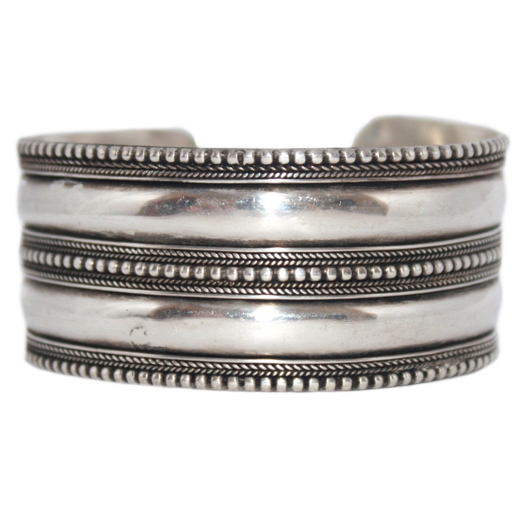 Handmade Boho Style Silver Tone Cuff Bracelet